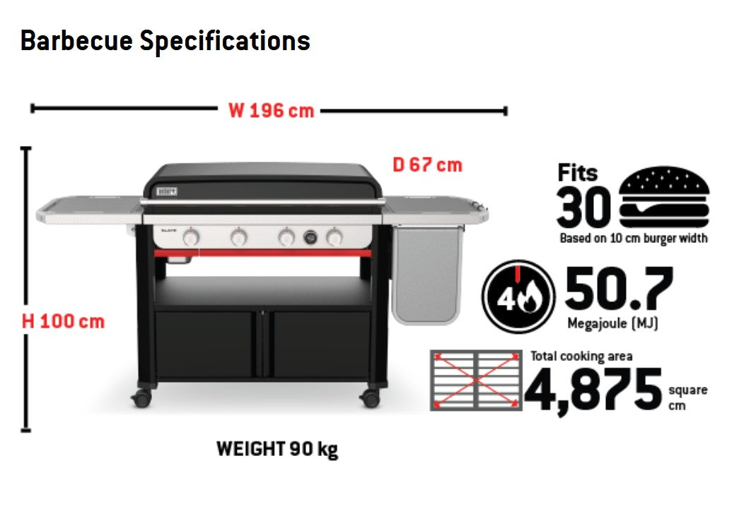 Weber® Slate™ 4 Burner Premium Griddle (36") LPG