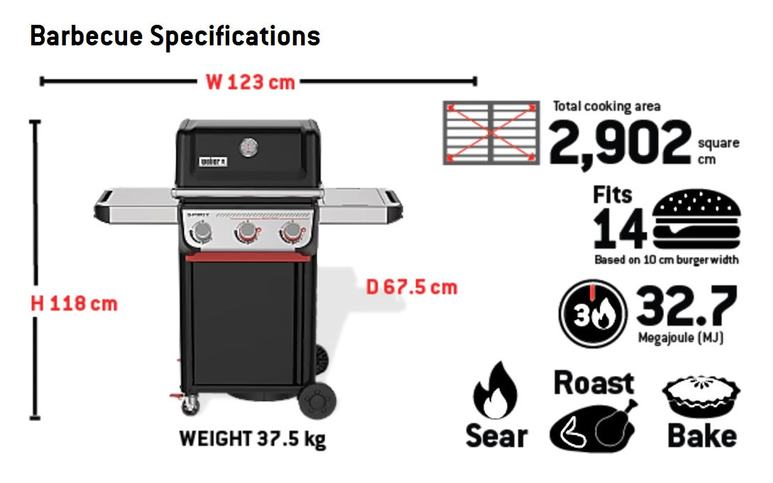 NEW Weber® Spirit® E-325 3-Burner Gas Barbecue