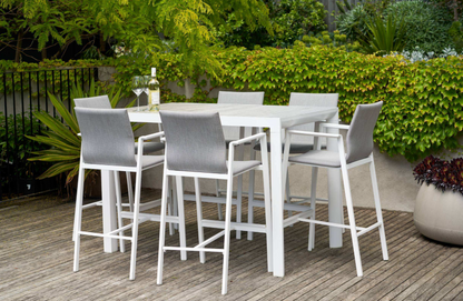 Memphis Outdoor Bar Table with Bronte Barstools 7 Piece Setting