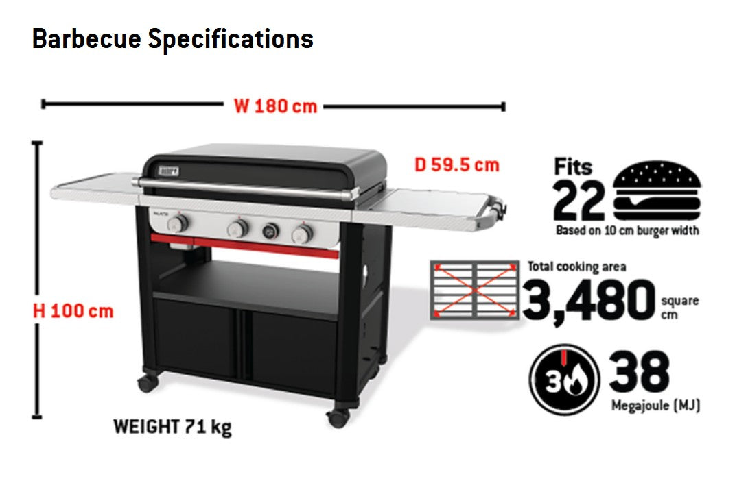 Weber® Slate™ 3 Burner Premium Griddle (30") LPG