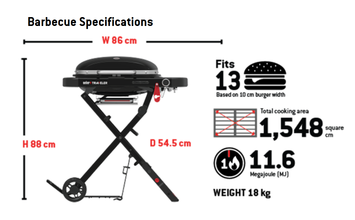 Weber Traveler® Compact Portable Gas Barbecue (LPG)