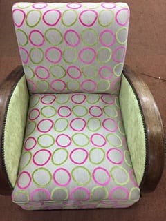 Reupholstered arm chair